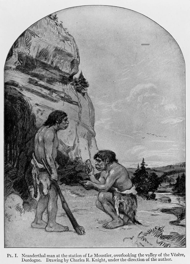 A historic illustration of the so-called "Neanderthal Man".