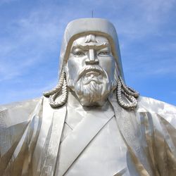 Statue of Genghis Khan on horseback at Genghis Khan Statue Complex, Mongolia