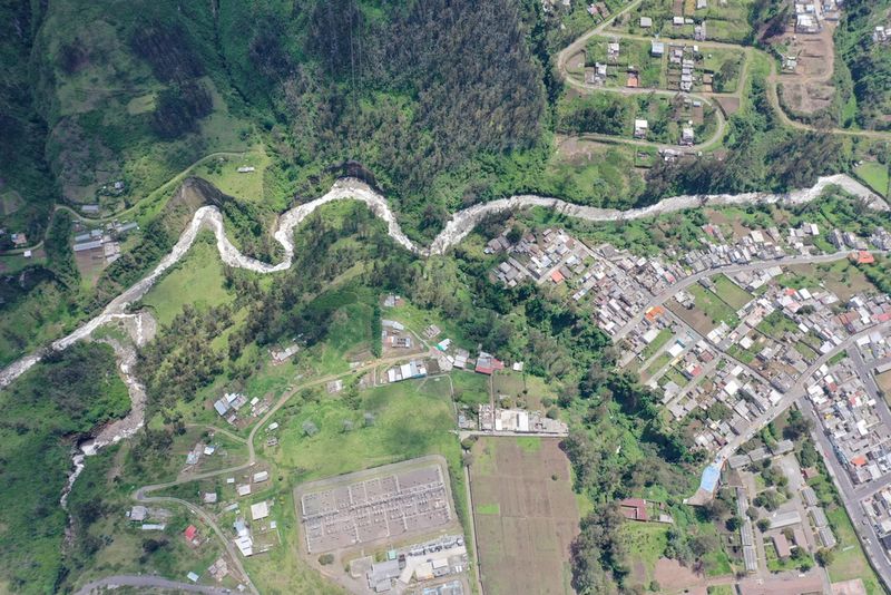 Machángara River photographed from above via drone