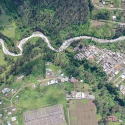 Machángara River photographed from above via drone