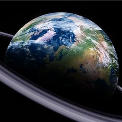 Mockup image of Earth with rings