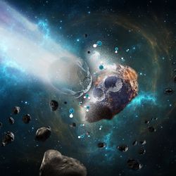 Artist's impression of the asterpid Psyche being hit by a typical smaller asteroid. This could be how it acquired its OH, but there could be a more interesting explanation.