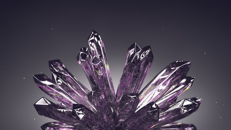 Purple crystals on gray background