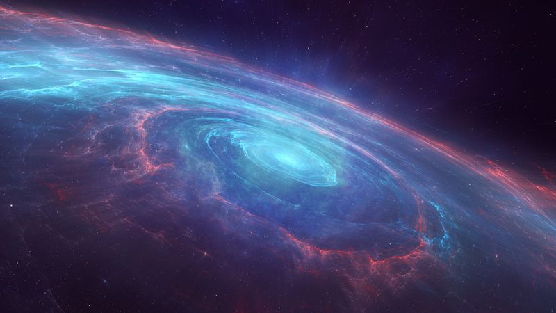 Artist impression of a glowing spiral of gas