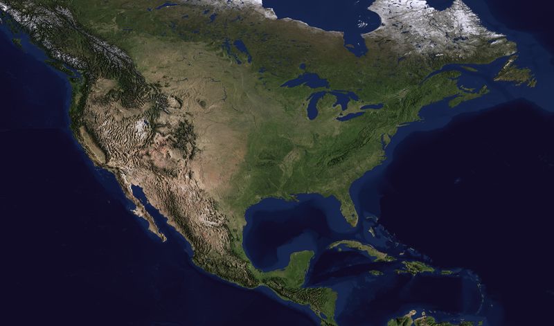 satellite image of north america