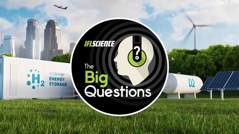 A fuel storage facility with The Big Questions logo in front.