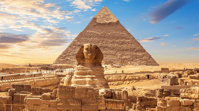 The Sphinx and Great Pyramid of Giza.