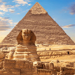 The Sphinx and Great Pyramid of Giza.