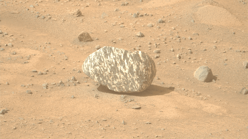 An unusual stripy rock on Mars, dubbed "Freya Castle".