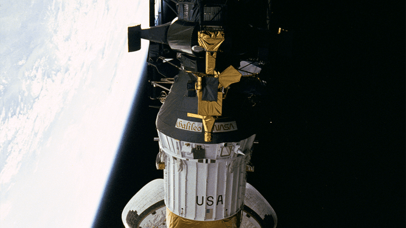 The Galileo probe being deployed in space.