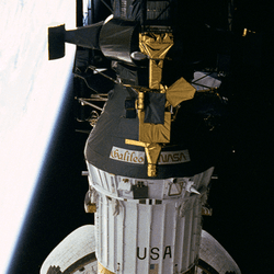 The Galileo probe being deployed in space.