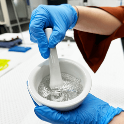 Producing gallium-copper liquid metal catalysts is so easy the lab researching it performed one stage with a hand-held mortar and pestle.