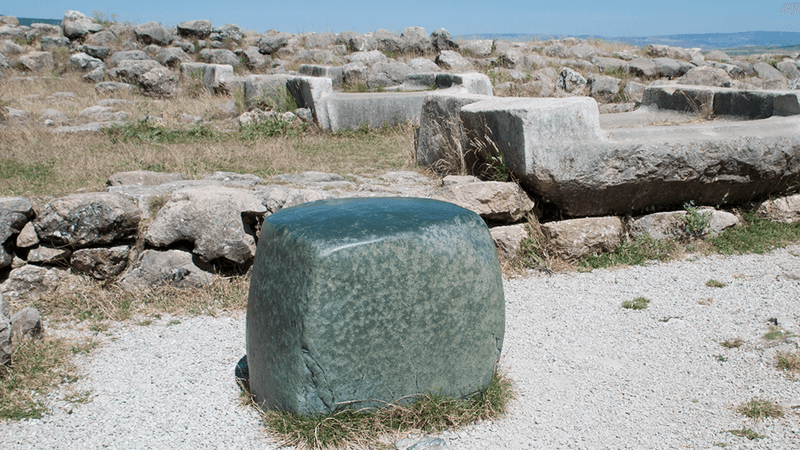 The Hattusa Green Stone; a big cube of nephrite.