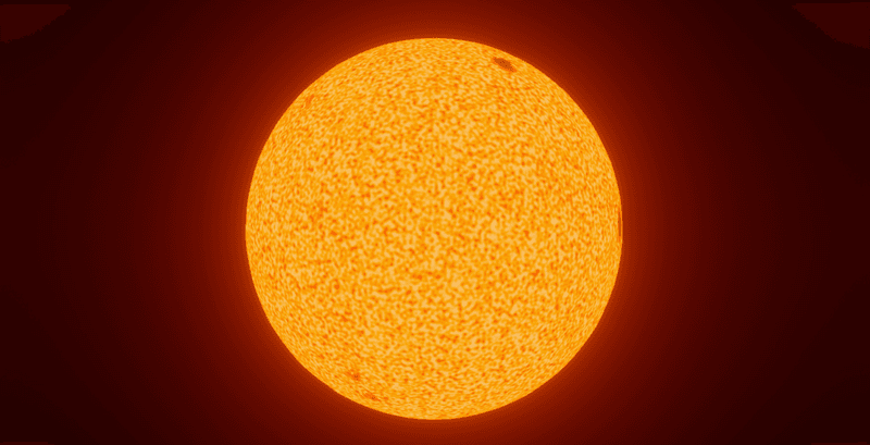 K-type stars, shown in this artistic representation, have a distinctive orange color, starspots aside.