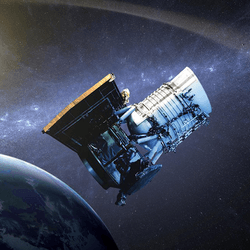 Artist concept of NEOWISE above Earth.