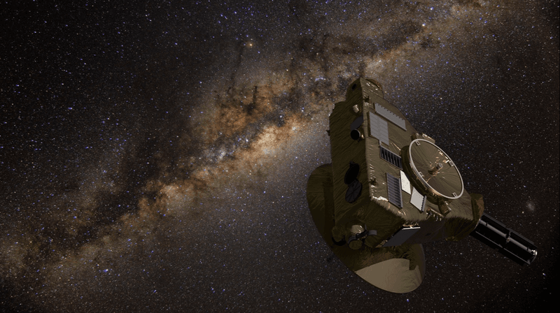 Artist impression of New Horizons and the Milky Way in the sky together