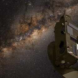 Artist impression of New Horizons and the Milky Way in the sky together