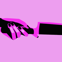 An illustration showing aclearly female hand holding a sharp knife to idicute female psychopathy