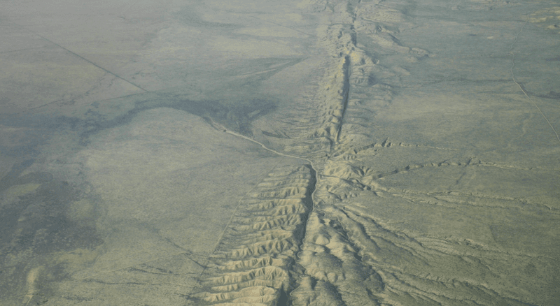 Aerial photo of the San Andreas Fault in the Carrizo Plain.