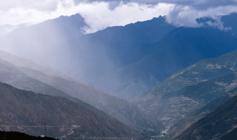 Mountains near Tibet, China in Sichuan