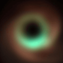 The picture show the fuzzy warped structure of light around a black hole but now it appears in different colors providing insights into the different parts.