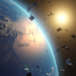 Artist impression of space debris.