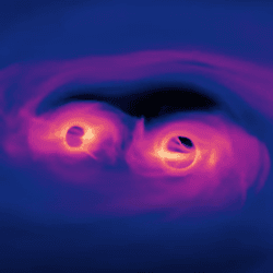 While surrounded by material it is easy for black holes to fall towards each other, but how they cross the last stretch takes some explaining, once all the nearby matter has been expelled.